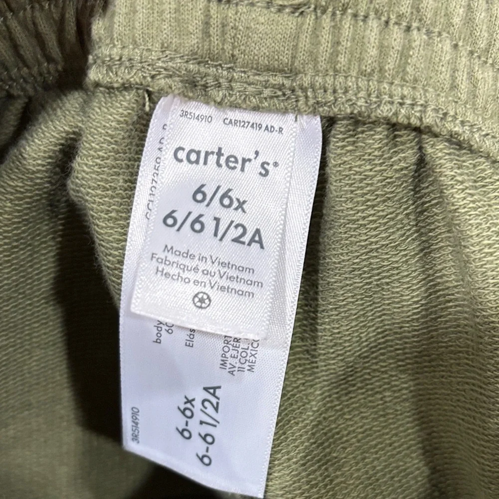 Carter’s Olive Green French terry Cargo Pants size 6/6X